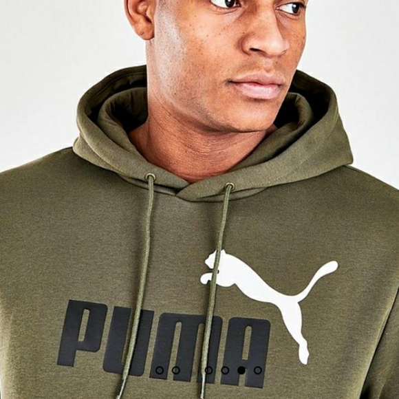 NWT Men's Puma Logo Hoodie - Dark Olive - Picture 6 of 11